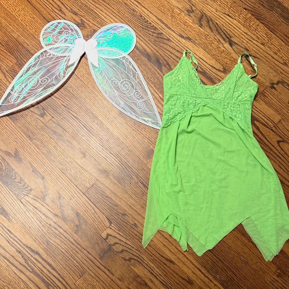 Green Fairy Costume Dress with Wings